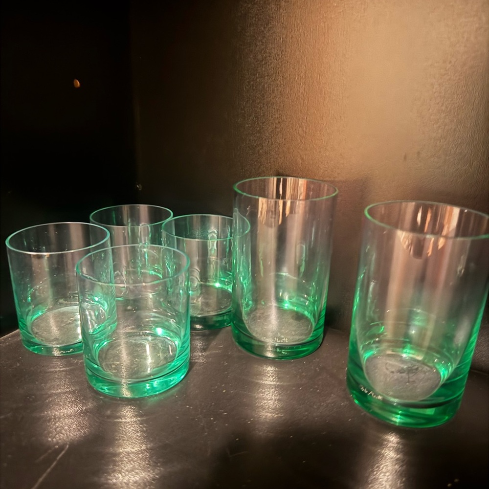 Rare: Vintage Carlo Moretti Mint Green Bubble Albarossa Glasses set